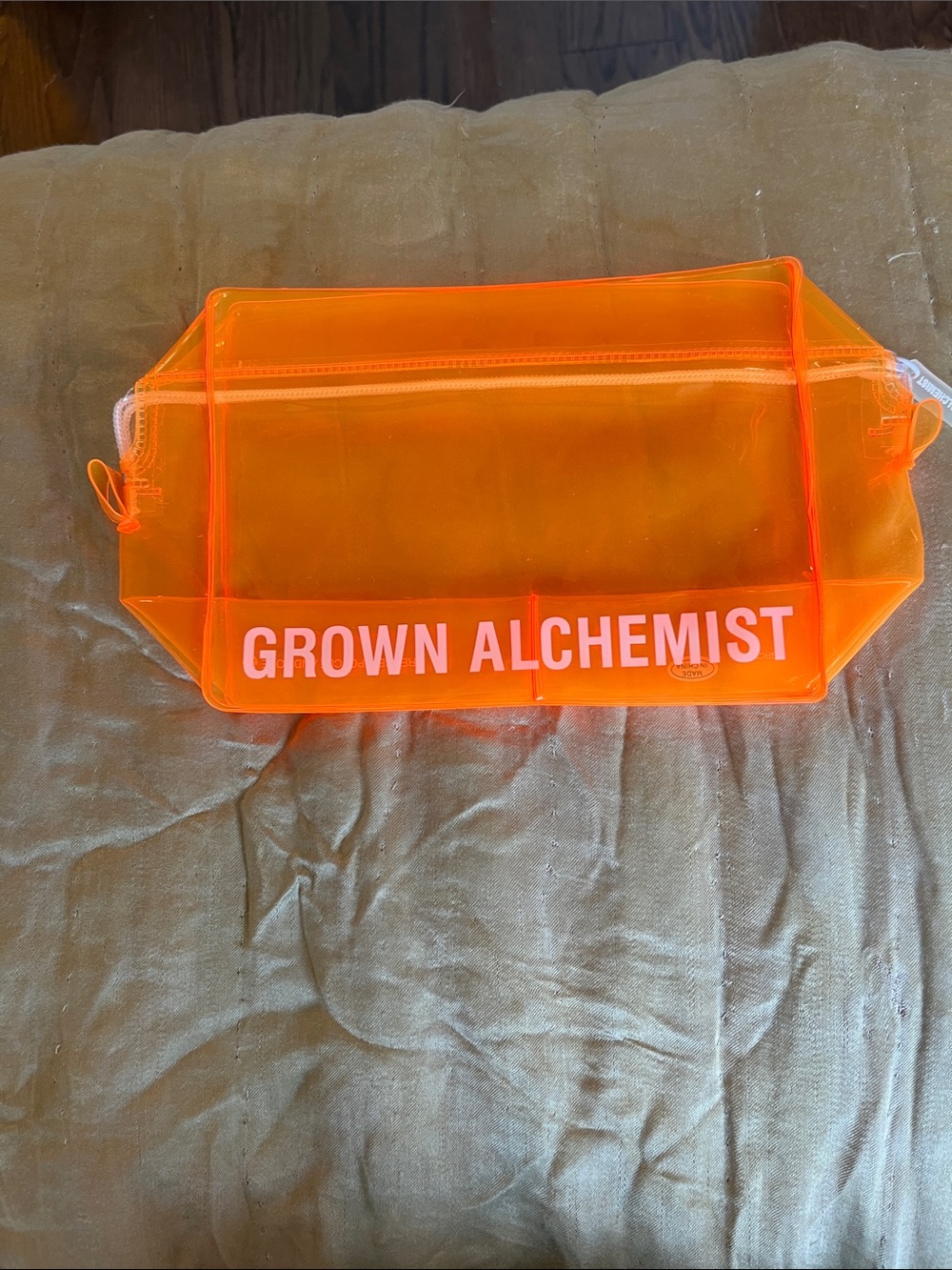 Grown Alchemist Neon Orange Translucent makeup cosmetics Pouch case bag